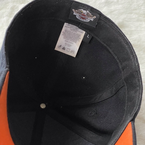 Harley Davidson Fitted Hat. SZ large. In Very good pre owned shape. Orange trim - Picture 5 of 9